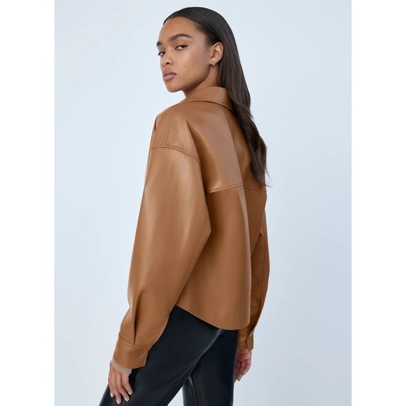 Aritzia Jacket Pelli Hip Shirt Shacket Vegan-Leather Button-Down Saville XS NWT - Picture 8 of 8